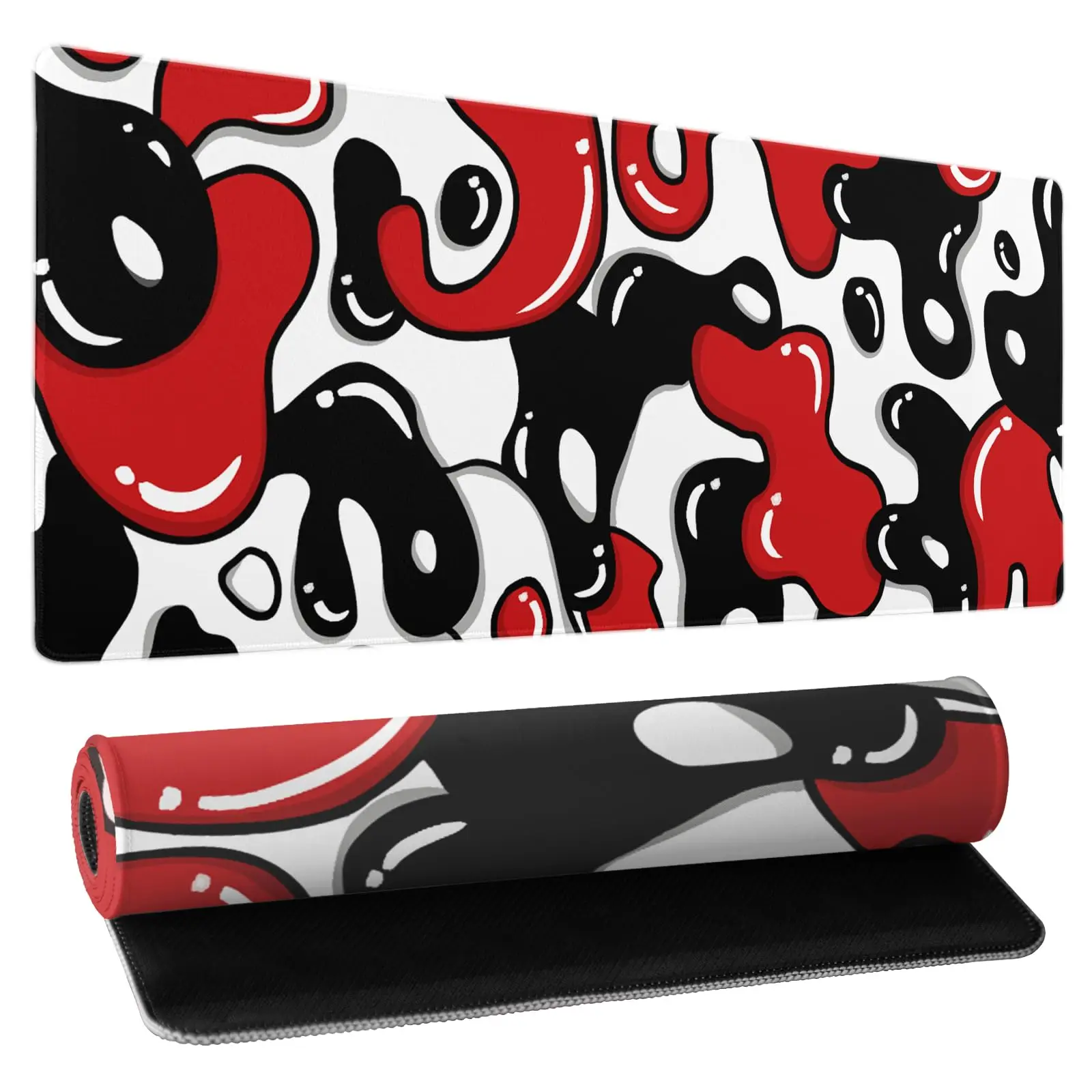 

Japanese Anime Geometric Game Mouse Pad, Dark Red and White Mouse Pad, Extra-large Anime Mouse Pad with Non-slip Rubber Base
