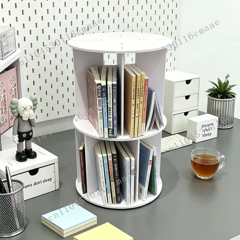 Rotating bookshelf desktop 360 degree rotatable small shelf student children picture book rack desk storage rack