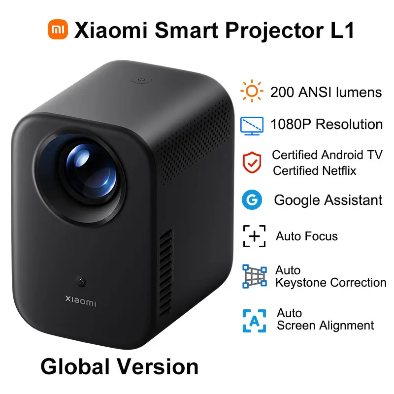 Xiaomi Smart Projector L1 Pro,Google TV 400 ISO Lumens,1080p