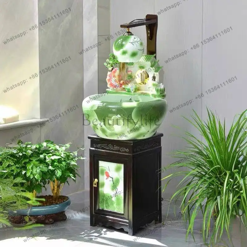 Ceramic fountain living room feng shui humidifier office landscape decoration lucky floor ornament
