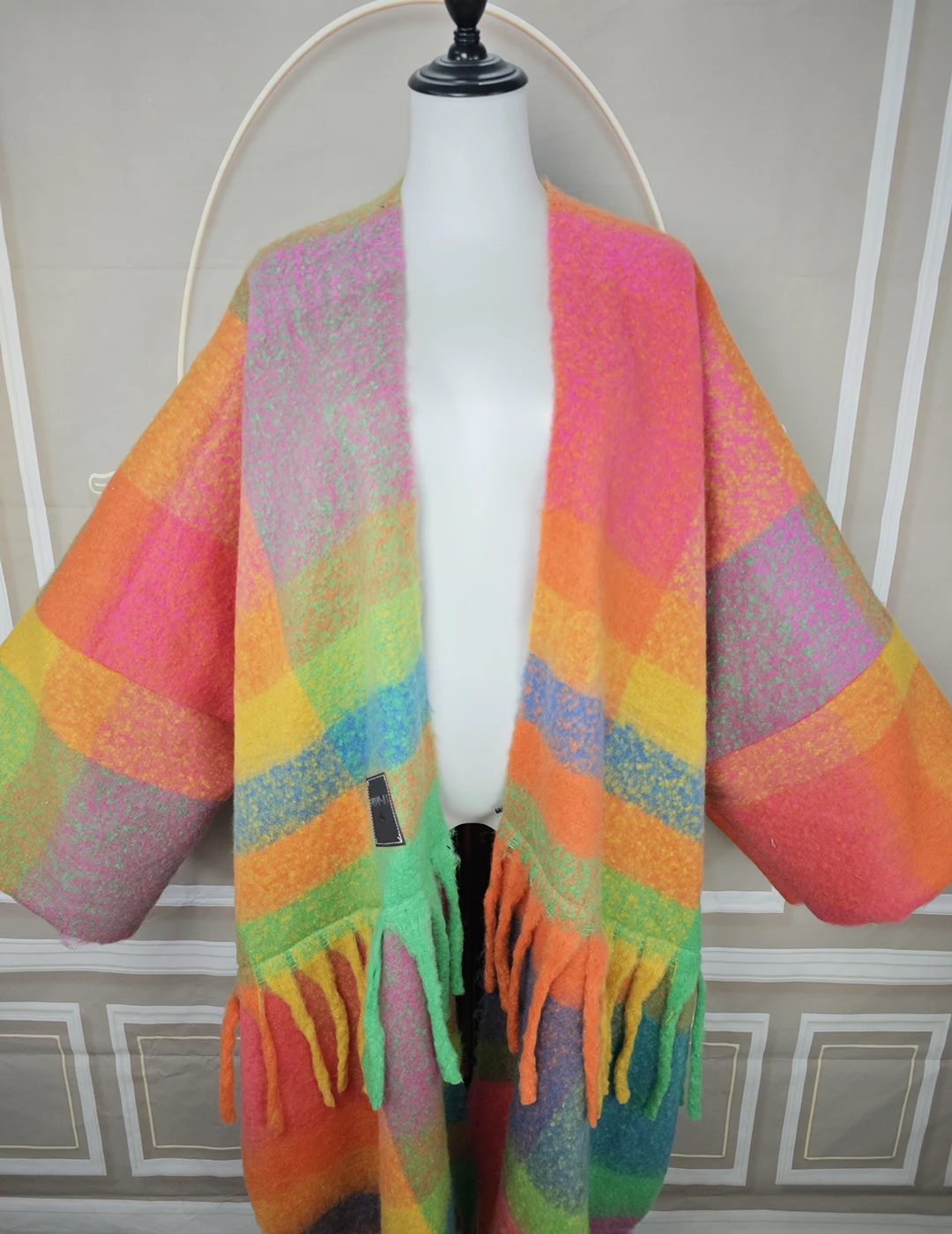 Winter New Fashion Women's Multicolor Fuzzy Long Cardigans Oversized Riche Lady Open Front Warm Loose Cardigans Soft Robe