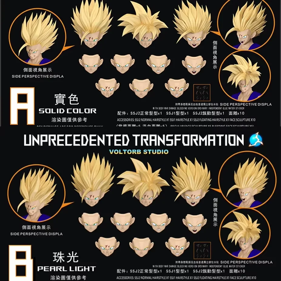 In Stock LEFMA&RECUSTOM Voltorb Studio Dragon Ball Super Saiyan 2 Son Gohan Action Figure Battle Damaged Head Accessories view 3