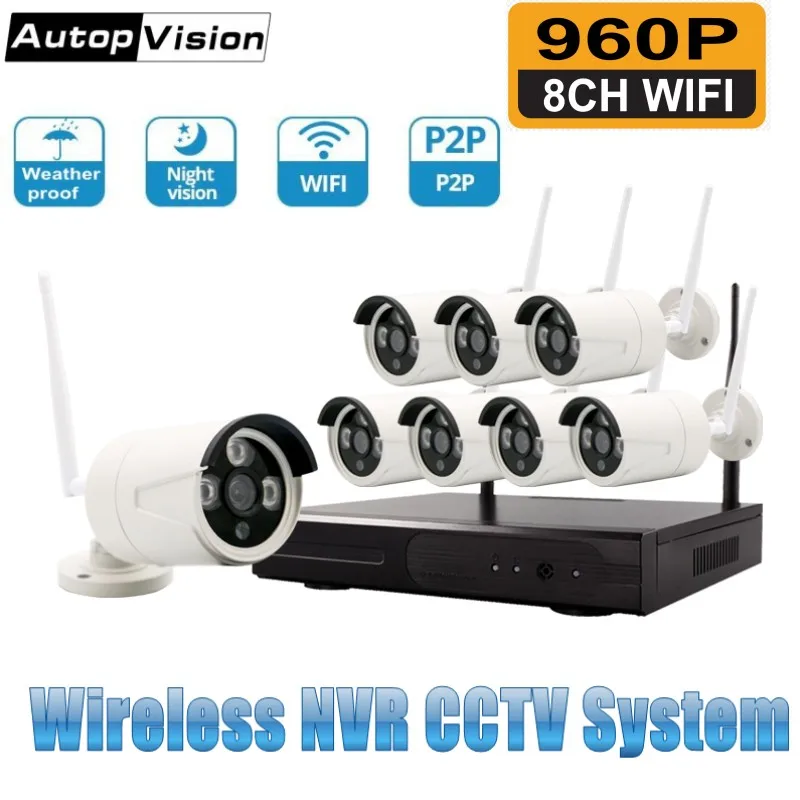 

8CH 960P HDMI WiFi NVR Kit 8PCS 1.3MP CCTV Wireless IP Camera IR Outdoor Weatherproof Security Surveillance System Kits