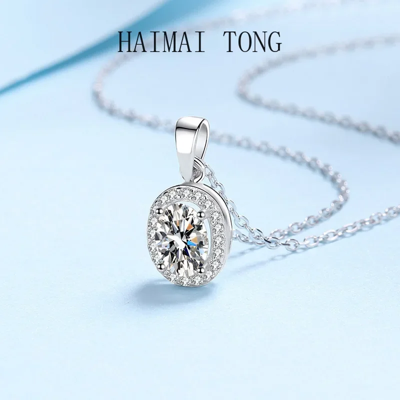 

Nice Pendant PT950 Platinum Oval Jewelry with 1CT Real Moissanite Necklace for Women Flawless Sparkly Lab Diamond Very Popular