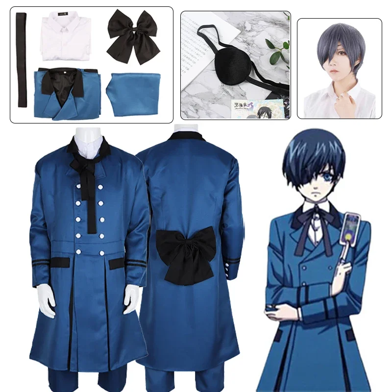 2025 New Black Butler Ciel Phantomhive Costume Embellishment Sebasti Kuroshitsuji Aristocrat Cosplay Costume AA