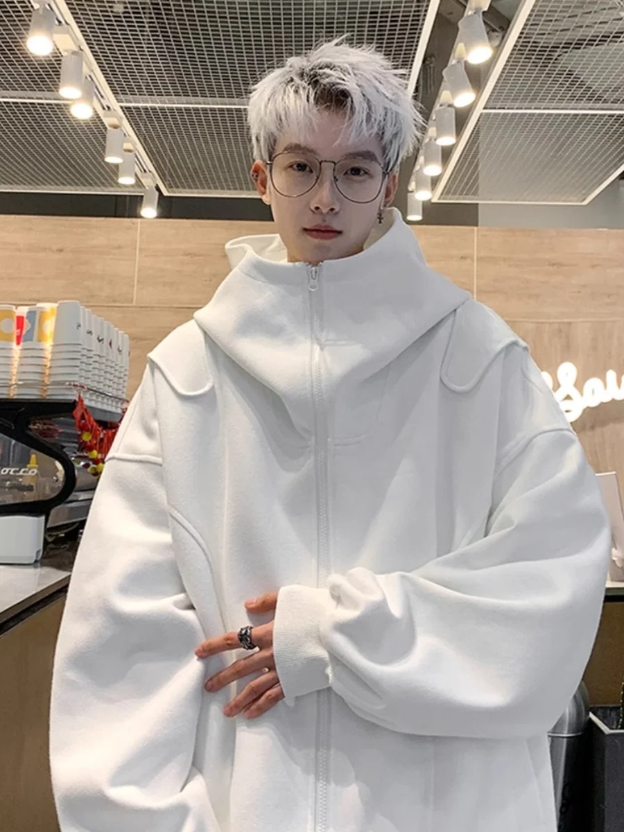 

White Open Cardigan Hoodie Men's Sle 2024 Spring New Heavyweight Casual Loose Fit Youthful Trendy Full Sve Zipper Jaet