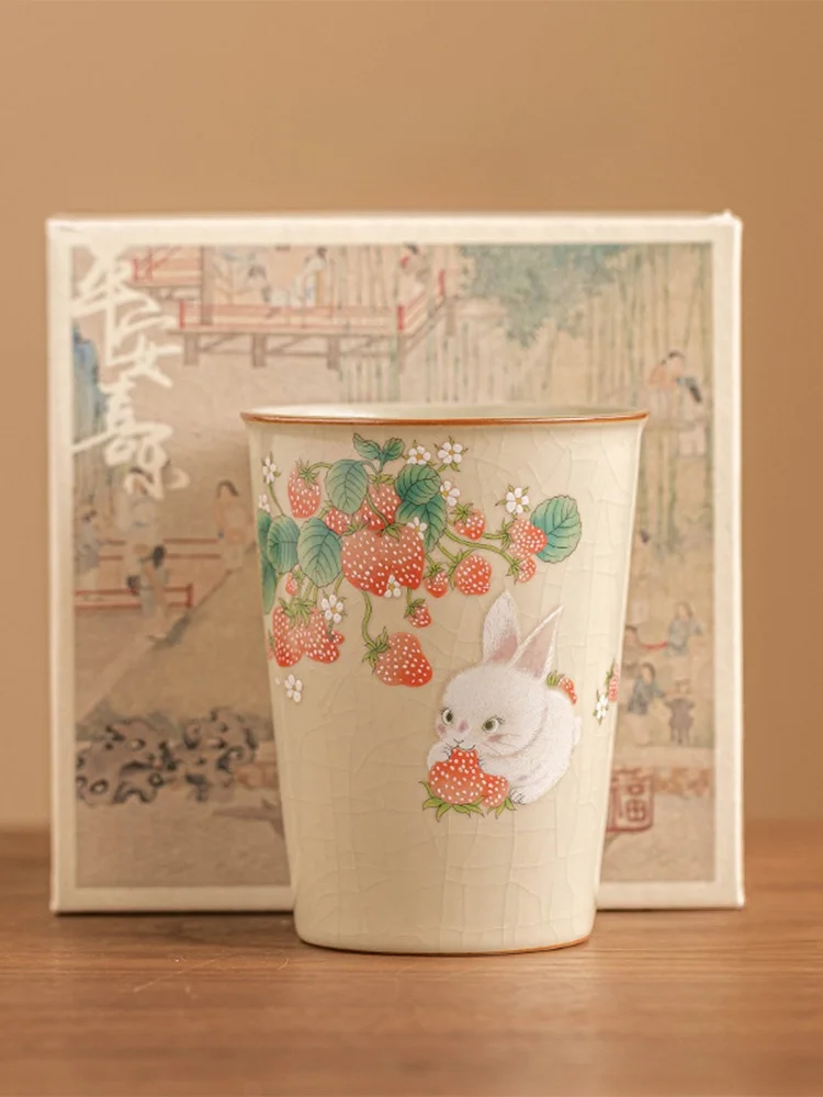 

Большая чашка для чая с дизайном клубники и кролика JuYao, китайский чайный набор с дизайном «Поцелуй» для ресторана