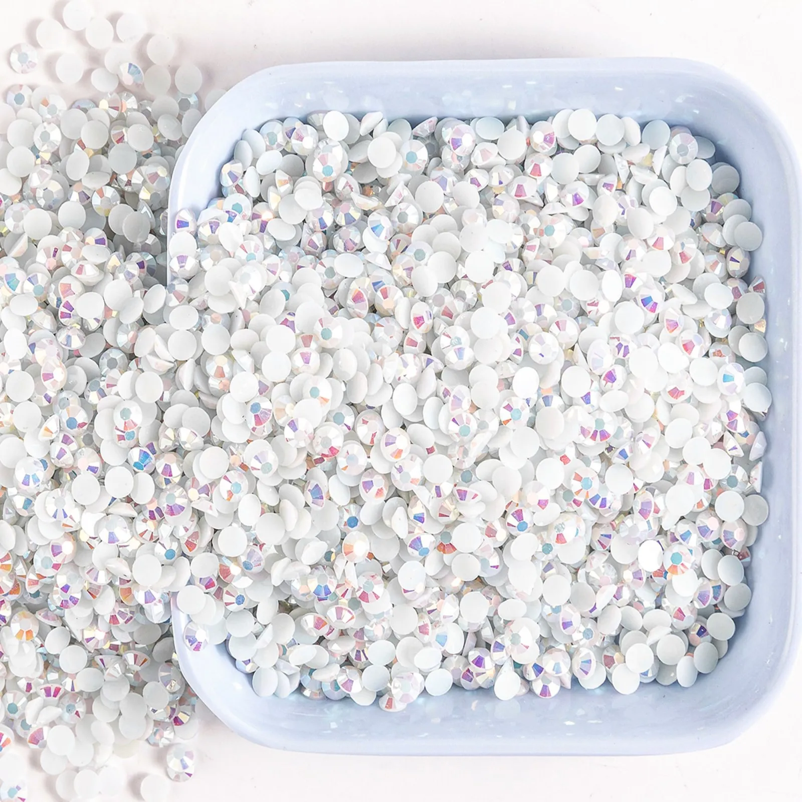Weiße AB Flatback Resin Jelly Strass-Steine 2mm 3mm 4mm 5mm 6mm – Kunstperlen für Bastelarbeiten, DIY, Nagelkunst und Charms-Zubehör – Detail 2