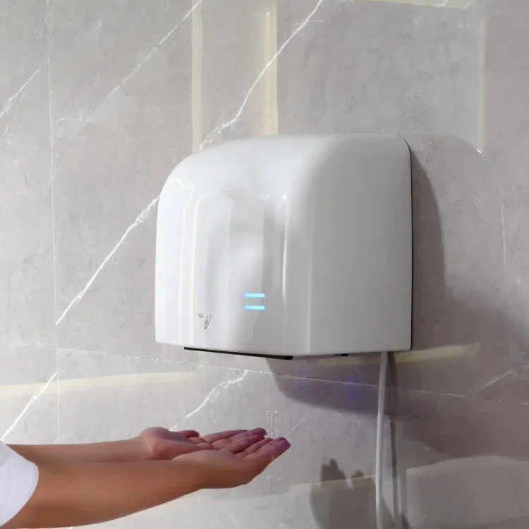 Kuaierte economic 1250w abs white ecohygiene wall mount high speed automatic electric hand dryer with HEPA filter