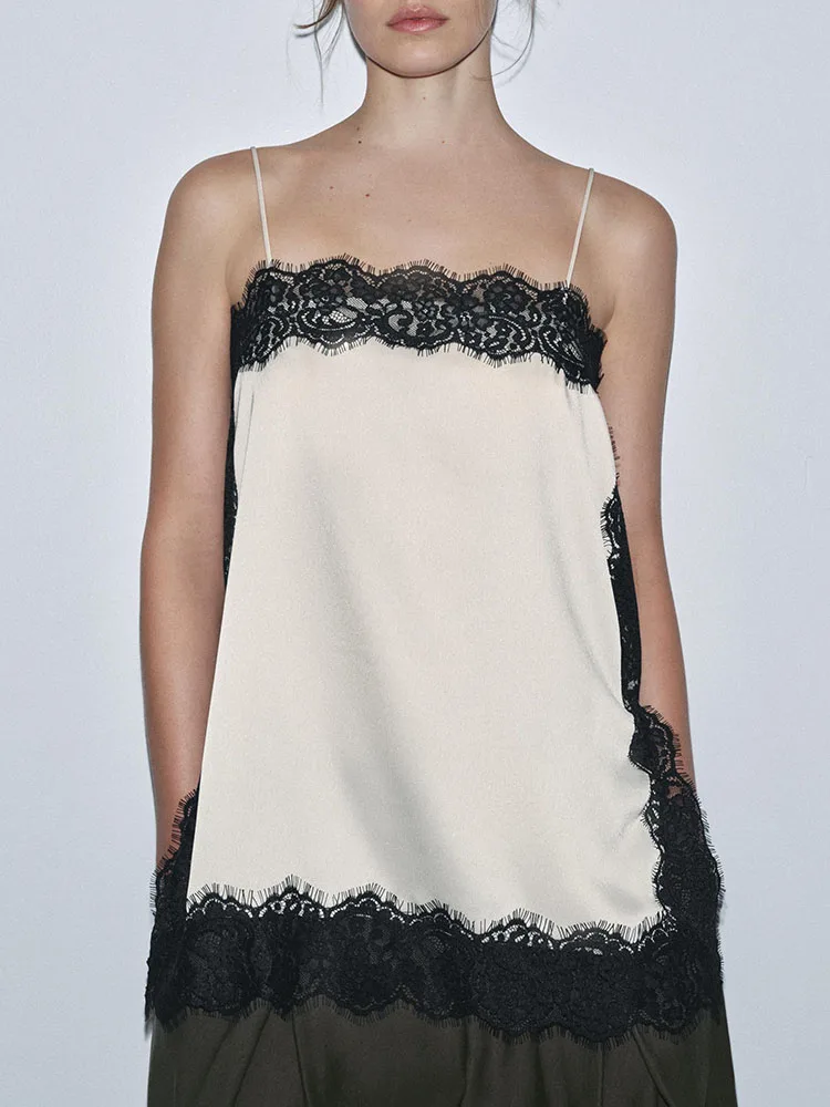 Nuovo Inverno 2025 delle Donne Faionable Versatile Colore Blo oulder Bared Raso di Seta Texture Top in Pizzo Costume di Scena Etnico