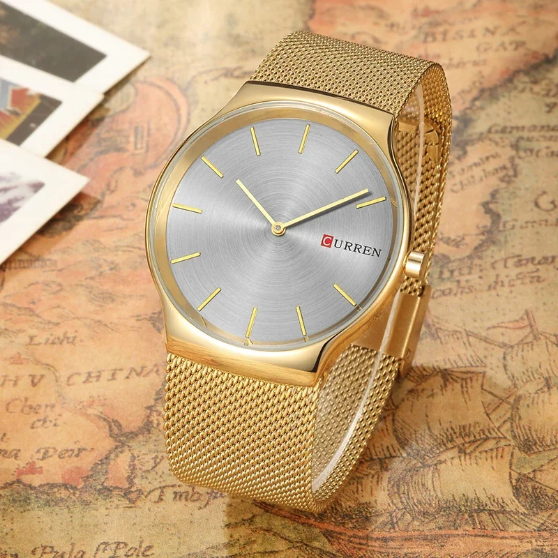 TOP Luxury Brand CURREN 8256 Business Men Watches Ultra-thin Male Clock Analog Quartz Sports Steel Waterproof Wristwatch