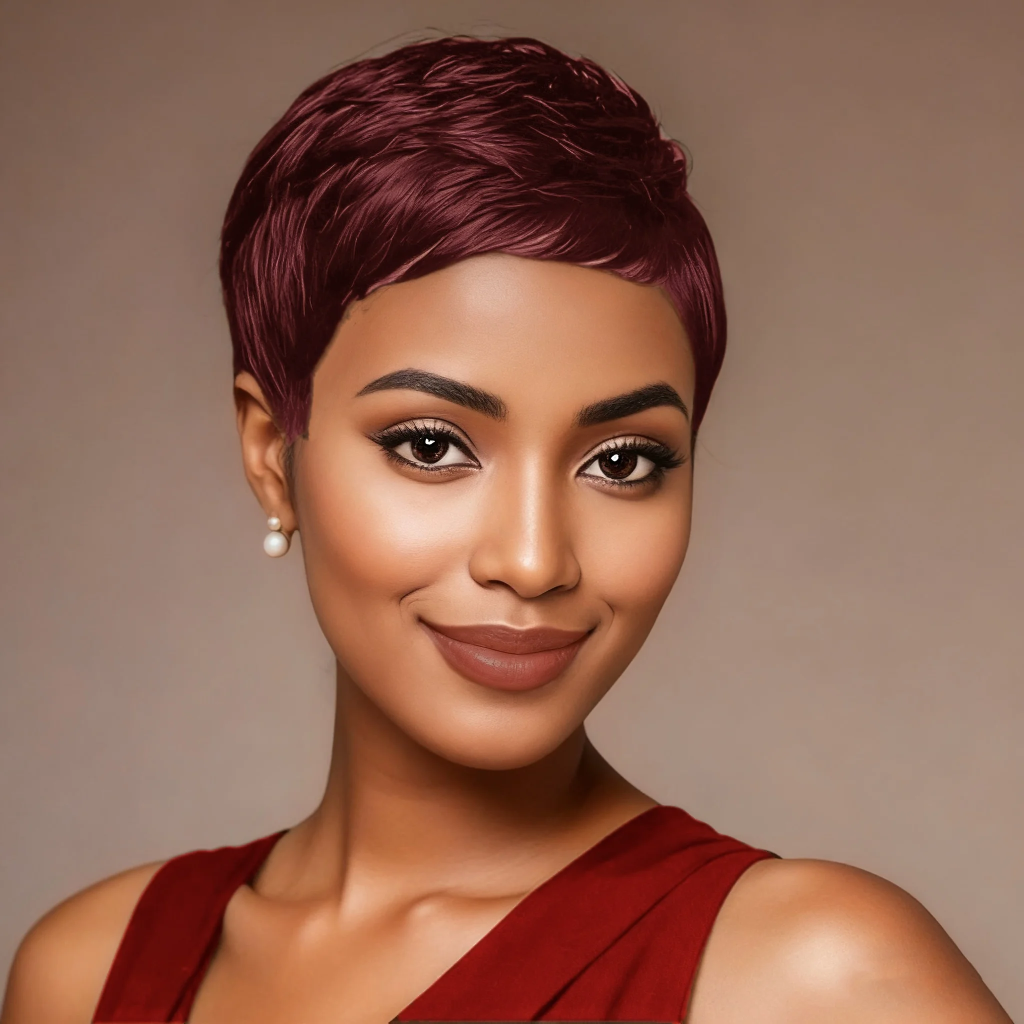 شعر مستعار قصير بقص عابث للنساء ذوات البشرة السمراء 1b/99J/4 # /30 #   شعر مستعار ملون مصنوع آليًا بالكامل