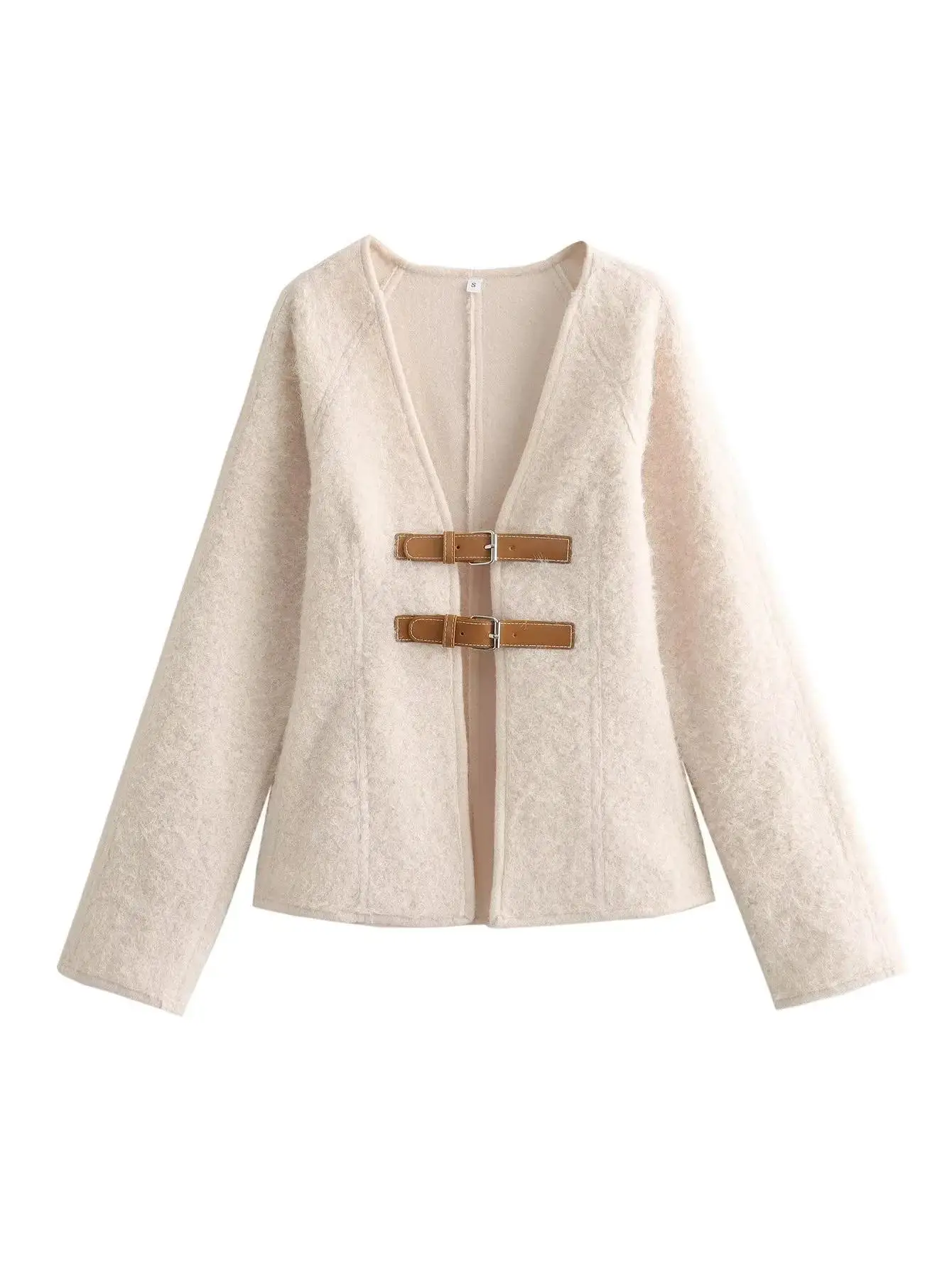 Abrigos de doble hebilla para mujer, chaquetas Beige elegantes, primavera y otoño