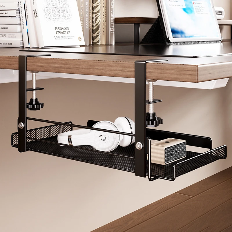 رف إدارة الكابلات تحت المكتب خالٍ من اللكمات، منظم أسلاك تخزين كابل الشبكة