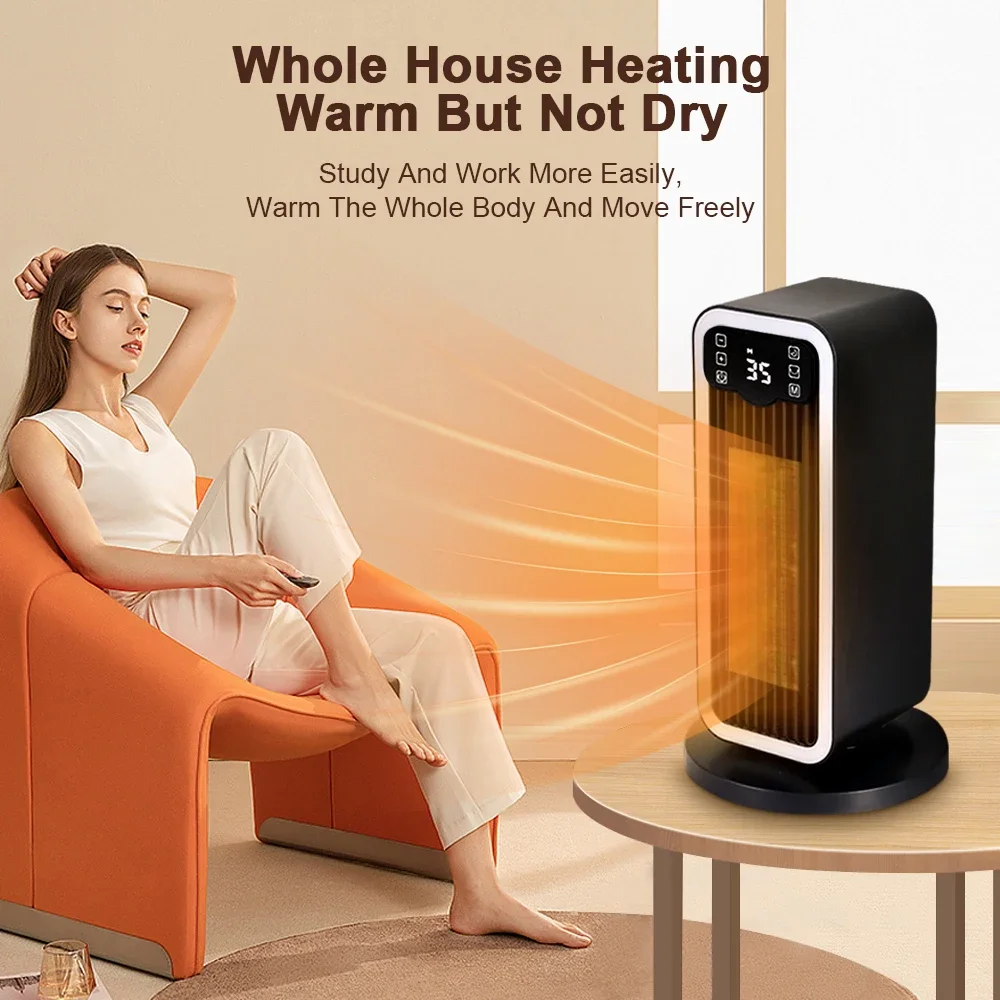 

Warmer Electric Heater 1500W Fan Heater Overheat & Tip-over Protection Remote Control Mini PTC Electric Fan Heater for Home Room