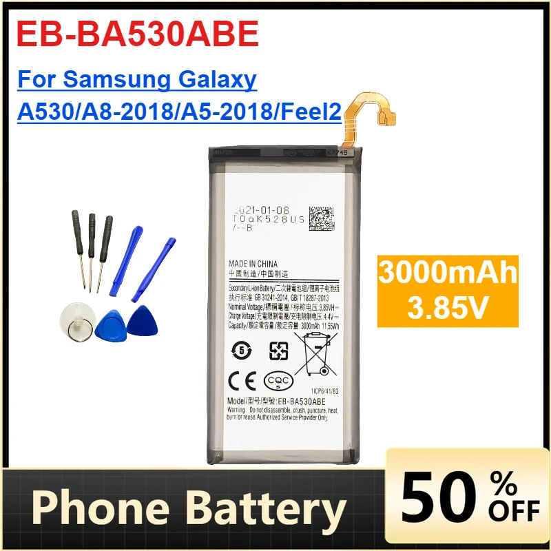 

EB-BA530ABE 3000mAh Mobile Phone Lithium Battery for Samsung Galaxy A530/A8-2018/A5-2018/Feel2 Batteries + Tools