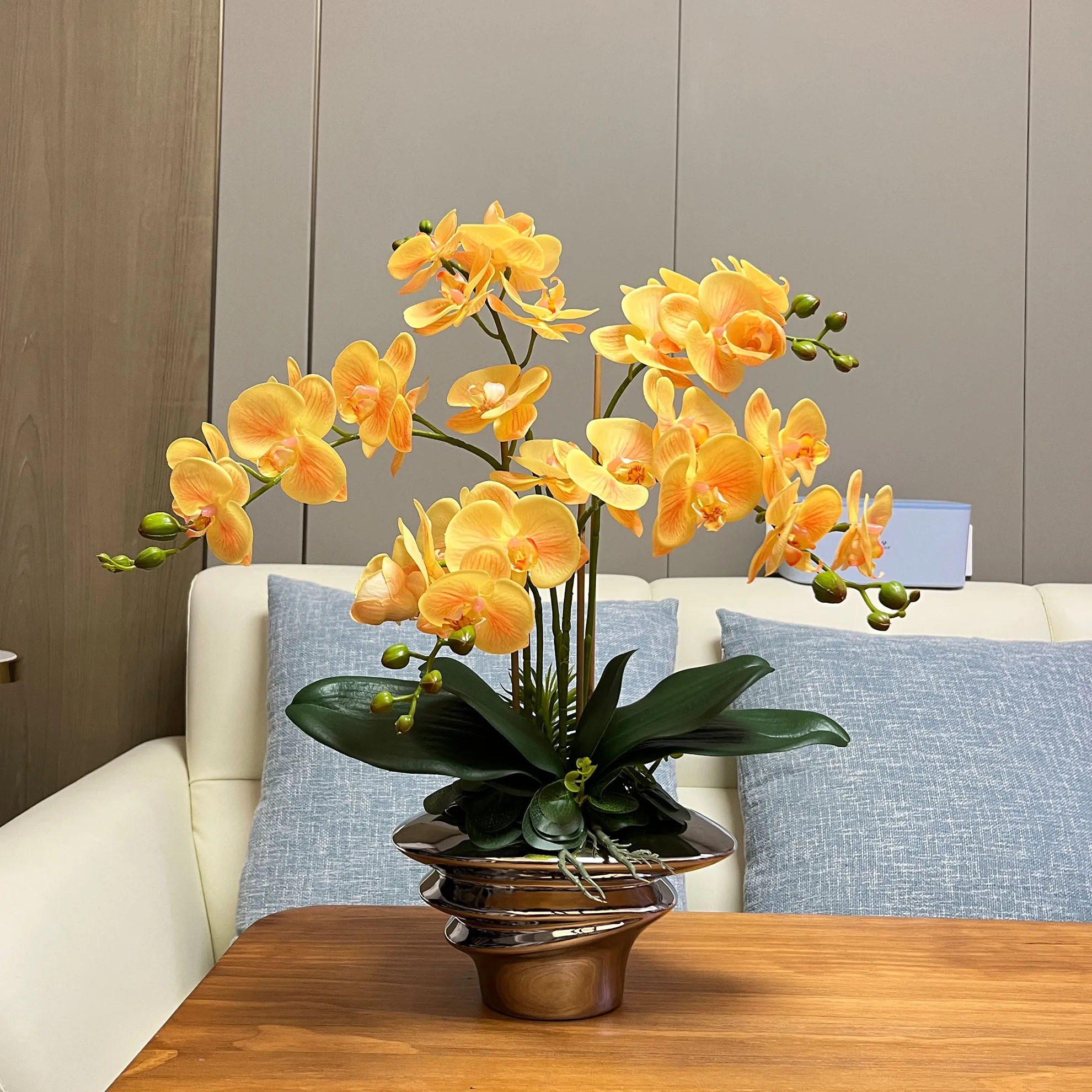 New chinoiserie phalaenopsis artificial flowers fake flowers ornaments living room dining table decorations high-end light