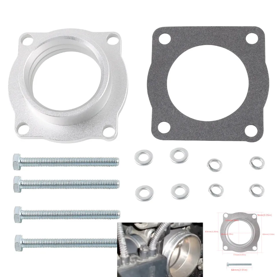 Billet Anodized Aluminum Throttle Body Spacer Silver Fit For 2001-2006 BMW 325i E46 L6 2.5L Engine Parts