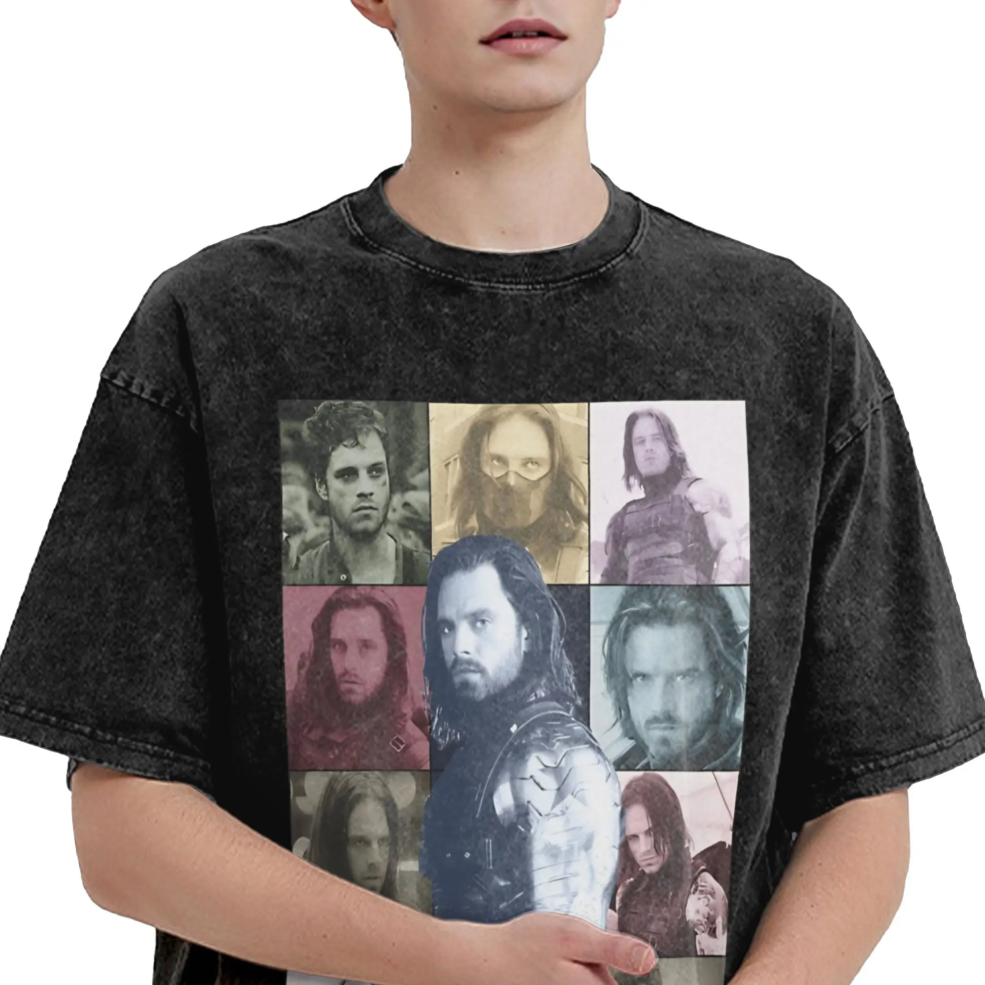 Soldier Bucky Barnes  Merch Washed T Shirt Men Women Streetwear Hip Hop T-Shirts Summer  Tees Tops Short Sleeve