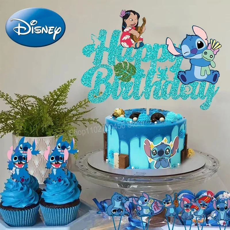 Disney-Pink Stitch Birthday Cake Decoração, DIY, Baby Showers, Girls and Boys, Birthday Parties