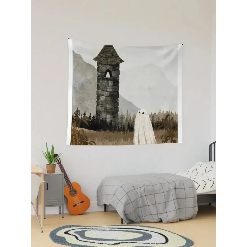 Walter wandering near a tower haunted by another ghost fun tapestry，home decor tapestry