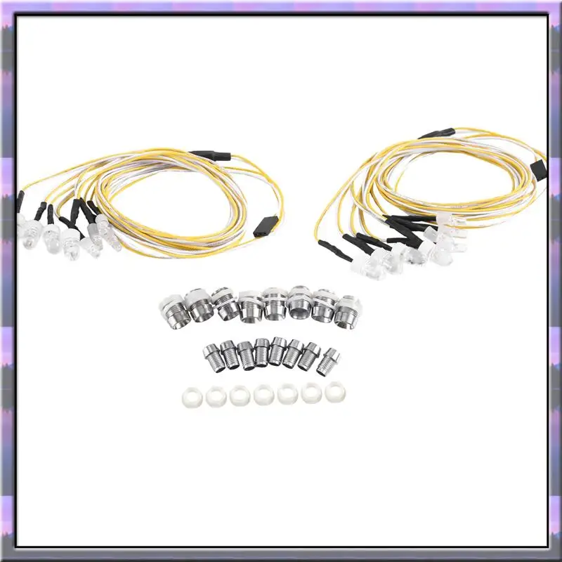 A49U 2PCS 8LED 8Mm & 5Mm 헤드 라이트 RC 부품 액세서리 1/10 모델 드리프트 자동차 차량용 LED 조명, 흰색 빨간색과 노란색