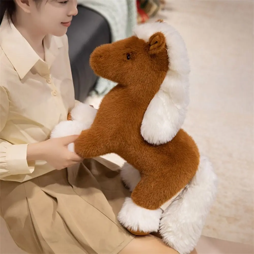 

Мягкая игрушка-лошадка: стоящий жеребенок с длинной гривой и пушистым хвостом, пони-подкова, наполнитель из ПП-хлопка, мультяшный дизайн, подарки на День святого Валентина