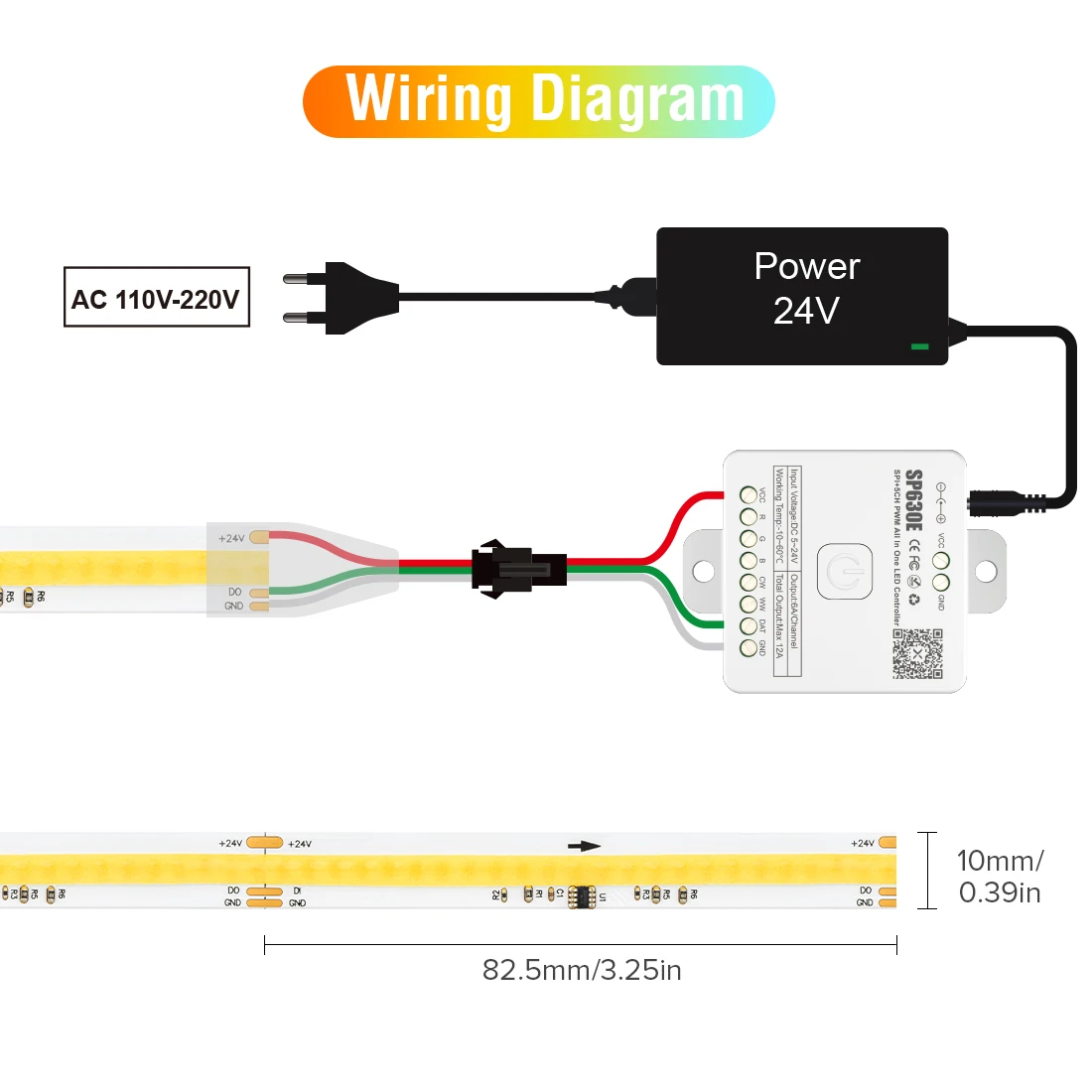 FCOB SPI CCT IC LED Light Strip WS2811 Addressable 576 LEDs 2700K to 6500K 10mm DC24V Flexible FOB High Density COB Lights RA90