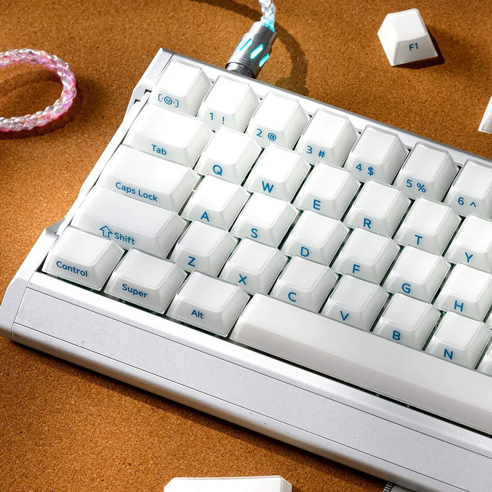 

QBYI Velvet Crystal Jelly Keycaps Frosted Matte Side Print Cherry Profile for 61/68/75/84/87 Mechanical Keyboards 100 Keys