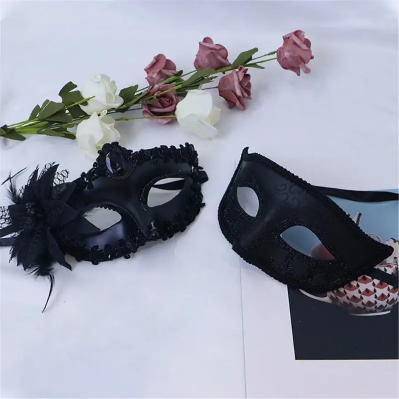 652F 2 szt. Maska wenecka Maska na bal maskowy Halloween Maska kostiumowa Półmaska