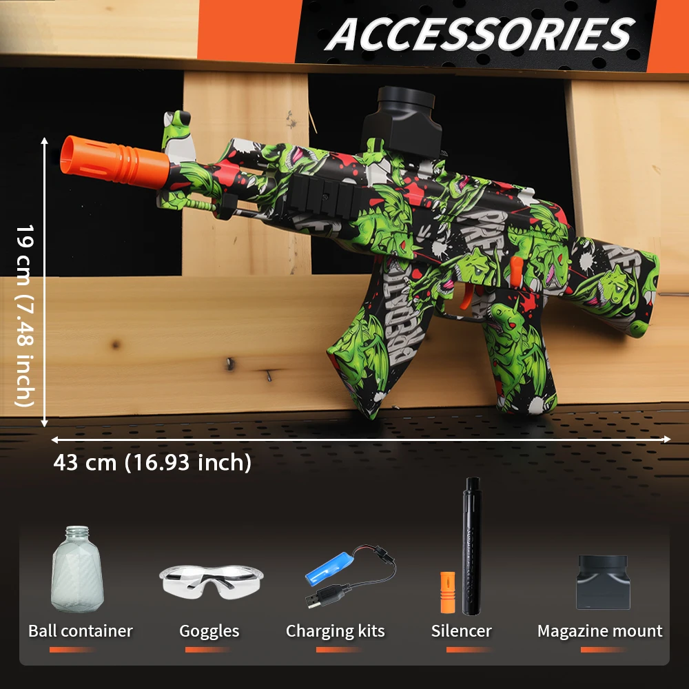 Szybki elektryczny blaster kulkowy AK - zabawa dla dzieci i dorosłych, akumulator - idealny na imprezy z grami na świeżym powietrzu (bez bomb wodnych)