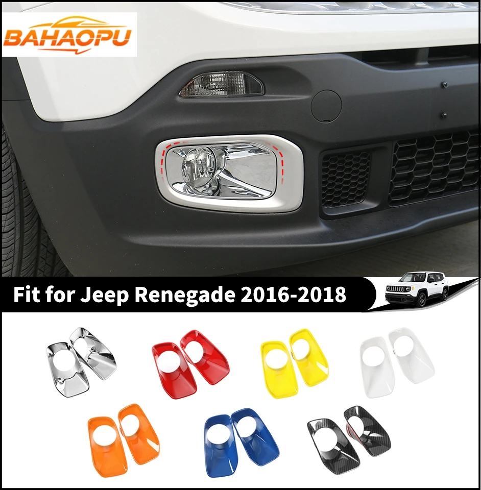 BAHAOPU Lamp Hoods For Jeep Renegade 2016 2017 2018 Car Front Fog Light Lamp Decoration Cover Frame Exterior Accessories