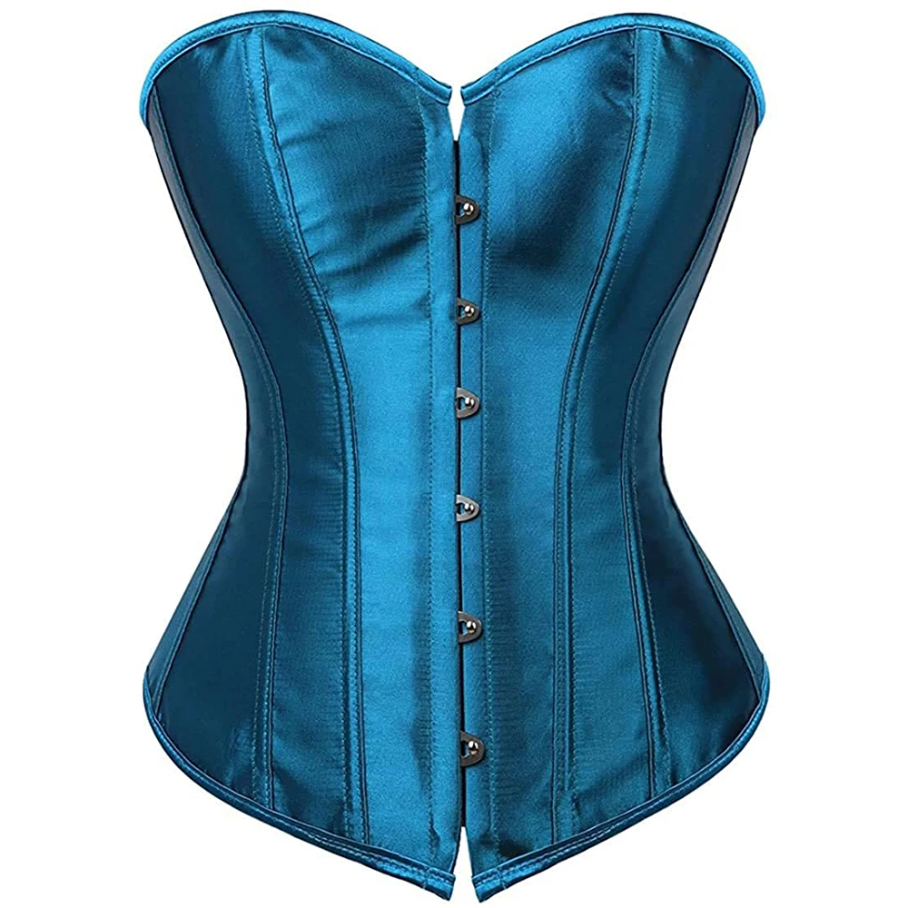 Satin Overbust Corset Women Bustiers Tops  Sexy Costume Gothic Elegant Corselet Brocade Vintage Bridal Korsett Plus Size