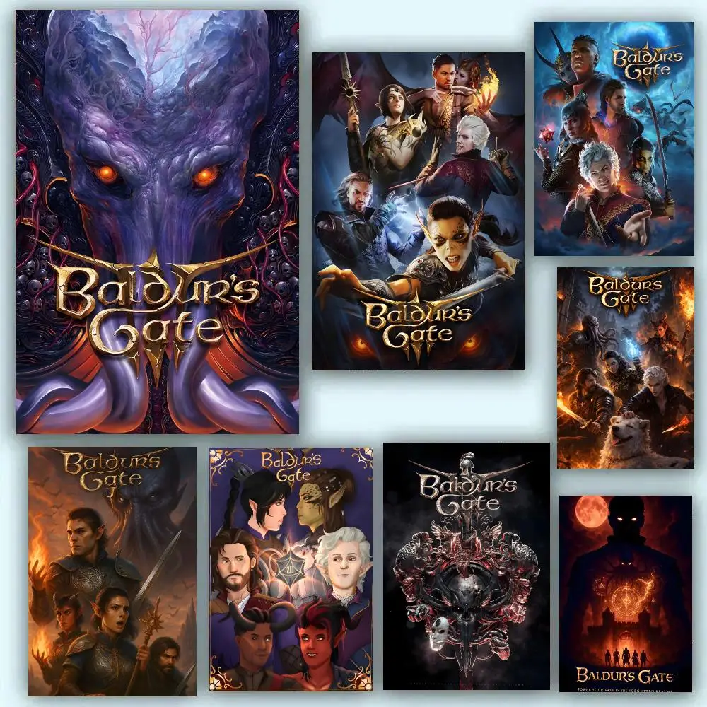 B-Baldurs Gate 3 Game Poster Room Decor Home Wall Art Printing Waterproof Garage Bed Room Posters Gift