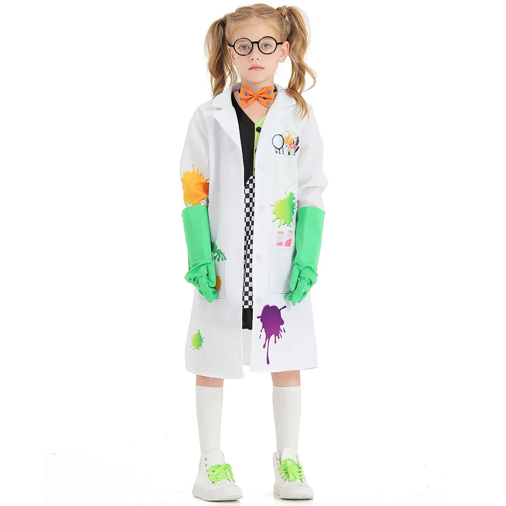 Kinder verrückt Wissenschaftler Kostüm Labor kittel für Kinder Wissenschaftler Rollenspiel Karriere Tag Kostüm für Halloween Cosplay Outfits