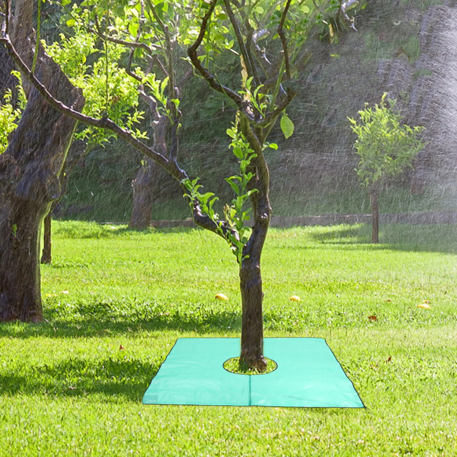 

Garden Tree Pruning Tarp Waterproof Heavy Duty Yard Tarp 200x200cm Center Hole for Tree Trimming Leaf Collection Outdoor