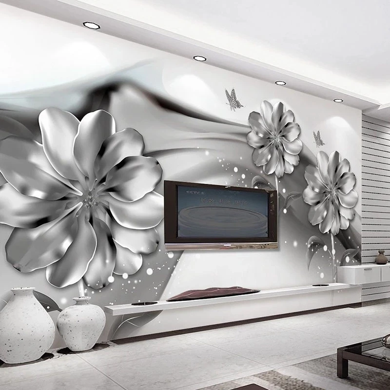 Custom Wallpaper 3D Abstract Ink Smoke Imitation Metal Flowers Mural Art Living room sofa TV background wall bedroom restaurant