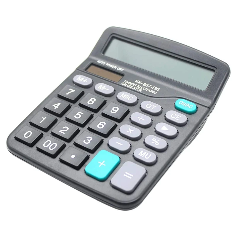 Desk Calculator, 12-Digit Solar Battery Office Calculator With Large LCD Display Big Sensitive Button