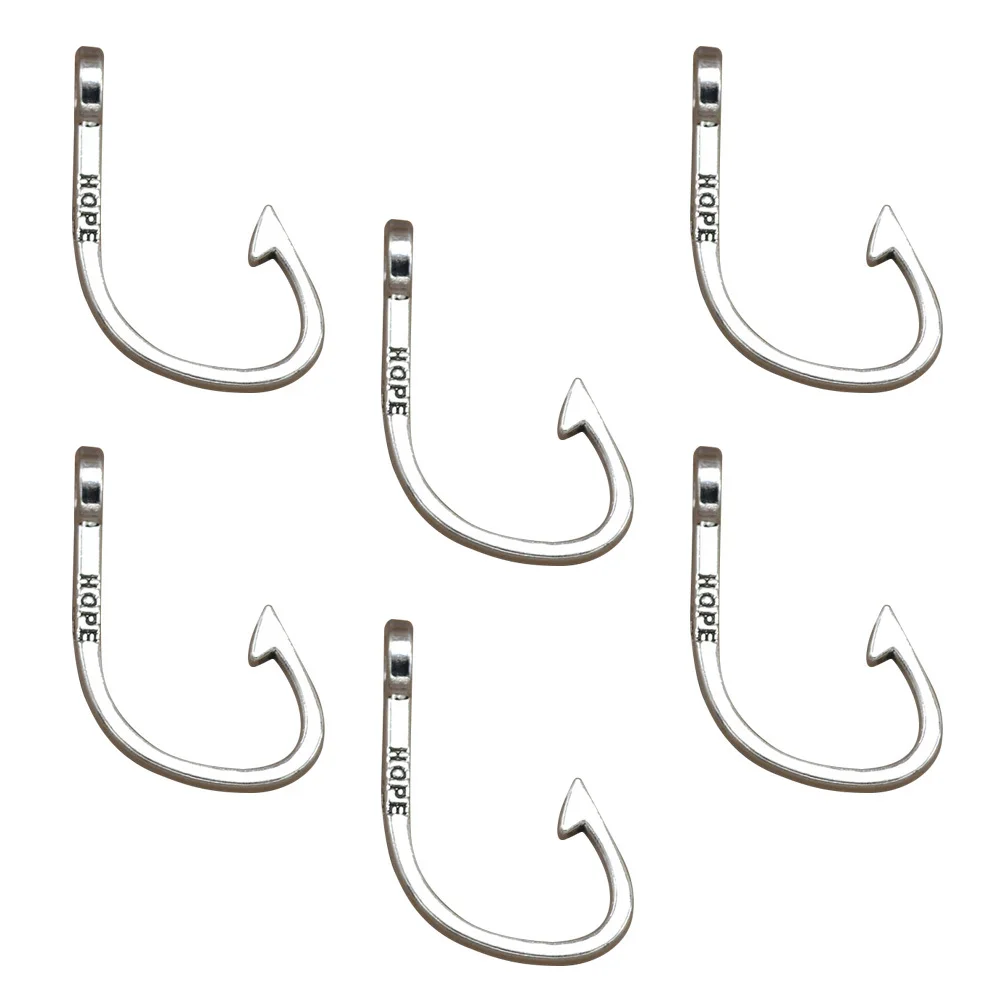 

20Pcs Alloy Fishhook Pendant Charms Silver DIY Necklace Bracelet Jewelry Making Scrapbooking Keychain Accessories
