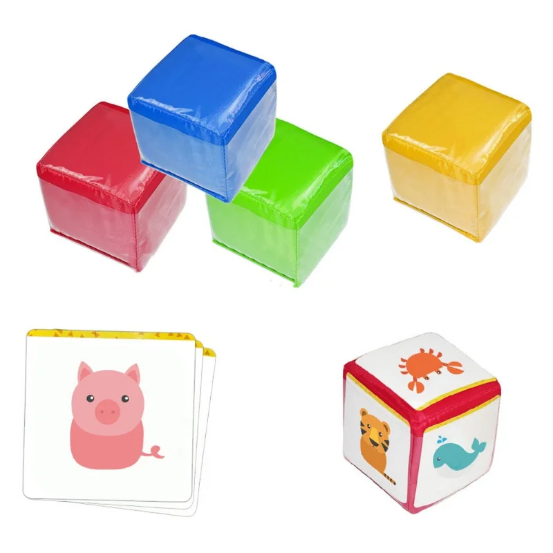 Kids DIY Education Playing Dice Colorful Pocket  Photo Pocket Foam Stacking Blocks Educational Toys