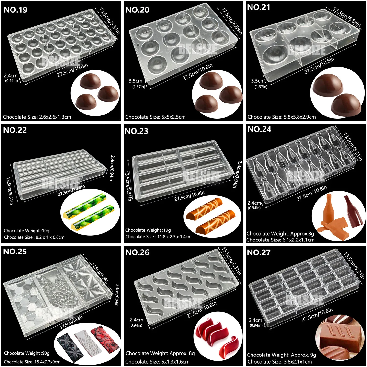 Polycarbonate Chocolate Molds For Baking Chocolate Professional  Chocolate Bonbons Candy Bar Confectionery Baking Supplies