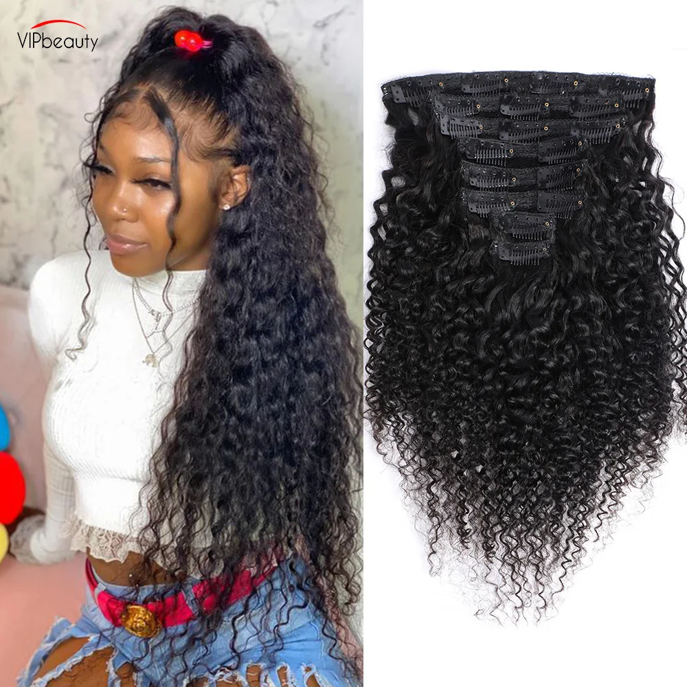 

Alibele Clip In Hair Extensions Kinky Curly Натуральные черные человеческие волосы Clip Ins Человеческие волосы Легкая установка Полная голова Afro Kinky Curly
