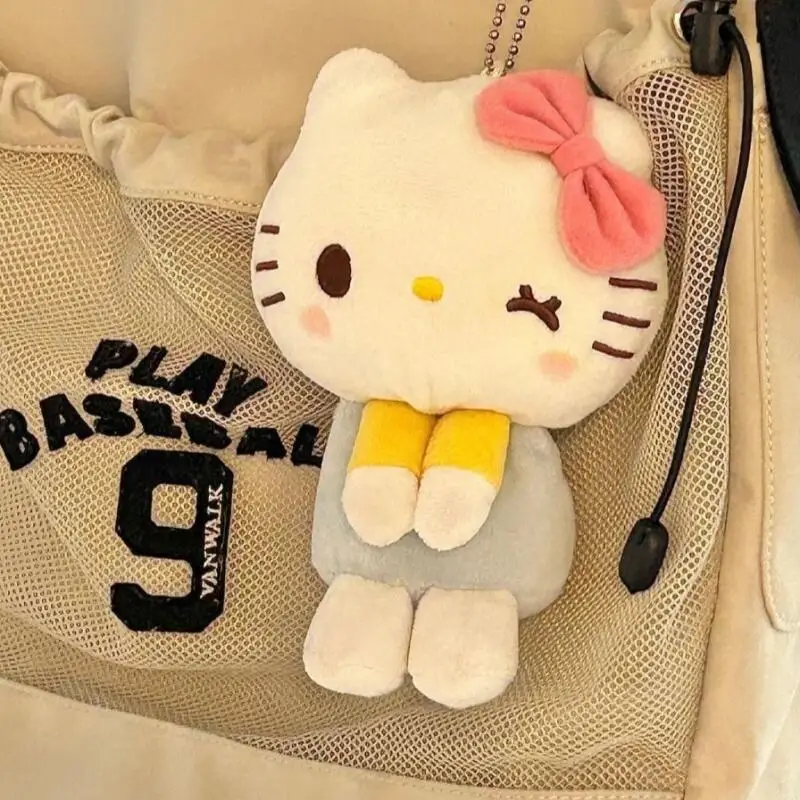 Sanrio Speechless Blink Hello Kitty Plush Pencil Case Hanging Ornaments Car Keychain Clothing Decoration Friend's Birthday Gift