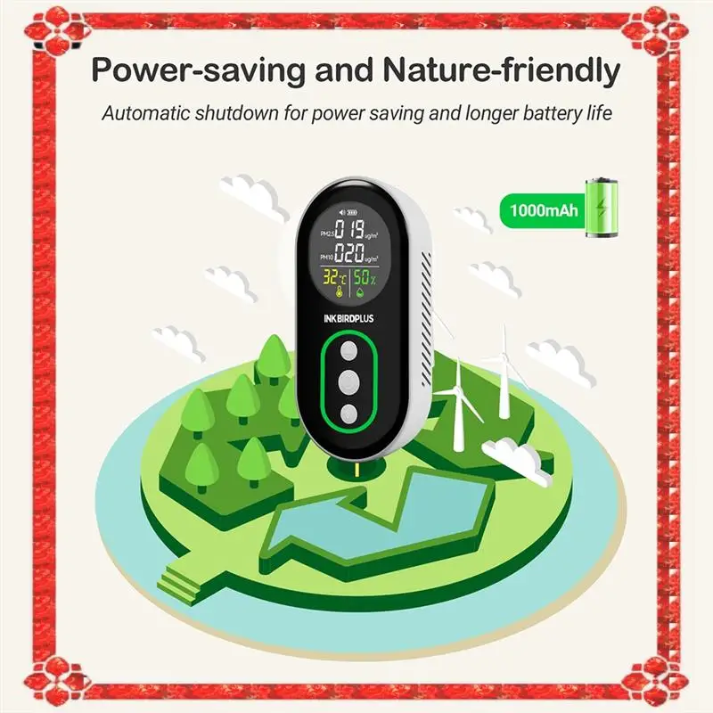 

24-часовая доставка, детектор качества воздуха для мониторинга PM2,5 PM10, температура, влажность, термометр, гигрометр, двойное оповещение через