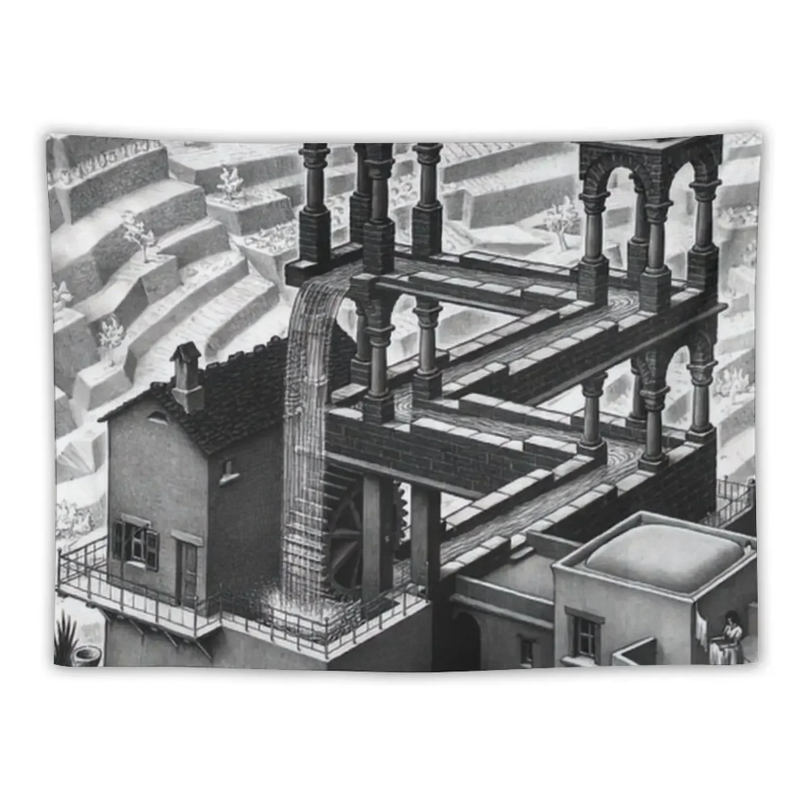 

Waterfall by M.C. Escher Tapestry Room Decoration Aesthetic Decorative Wall Mural Home Decorators Aesthetics For Room Tapestry