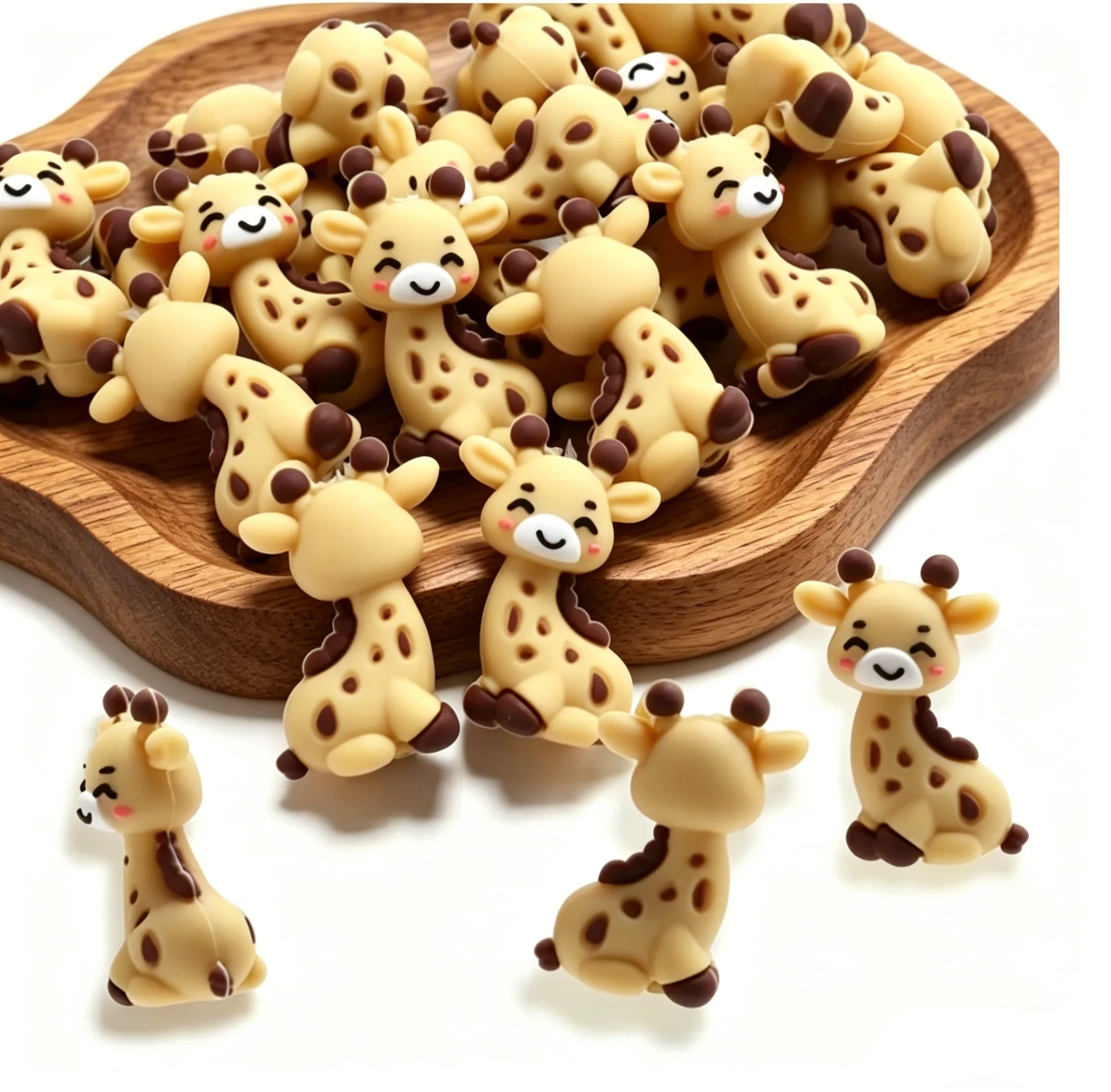 5pcs Kawaii 3D Giraffe Silicone Beads Charms Cute Animal for DIY Phone Case Hair Clip Jewelry Making Accessories