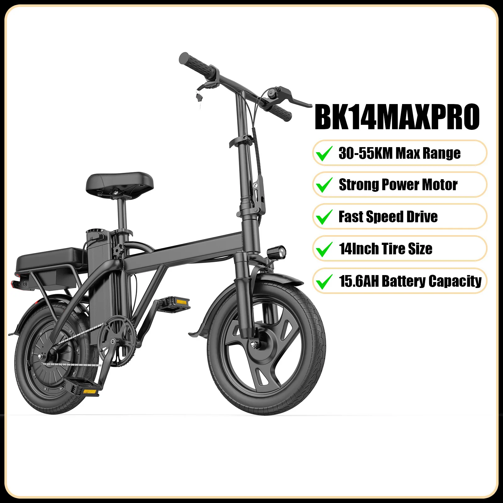 JUICEASE BK14MAX Elektrische Fiets 48V9AH Hoge Capaciteit Batterij Snelle Ritsnelheid Opvouwbare Elektrische Fiets Hoog Koppel 25-48KM Lange Afstand Vetband E-Bike