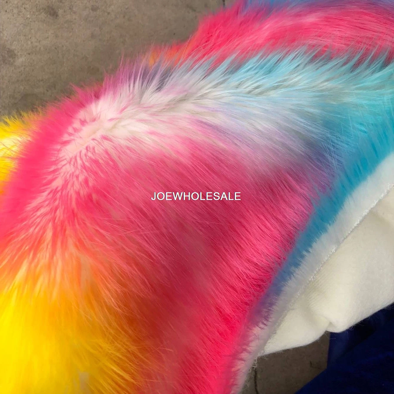 High-grade rainbow fuax fur fabric,imitation fox fur,plush velvet cloth,doll cloth decorative carpet material,Faux fur fabric