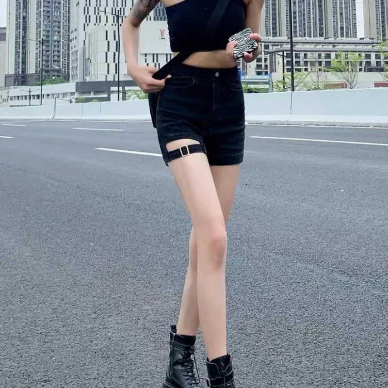Summer Sexy Coquette Women's Denim Shorts Black Female Short Jeans Pants Elasticty Classic New In Fashion Clothing 2024 Flowy XL
