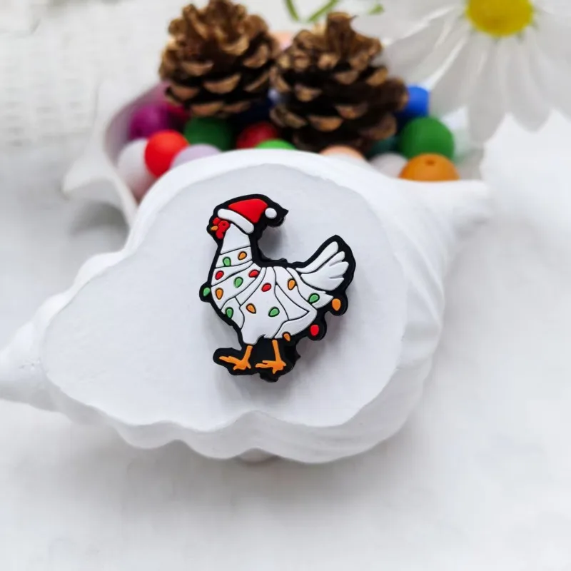 20/50 قطعة جديد عيد الميلاد سيليكون البؤري الخرز لصنع المجوهرات DIY بها بنفسك مطرز أقلام سلاسل المفاتيح الهدايا الاكسسوارات اليدوية #5